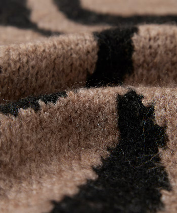 All-over Pattern Double Jacquard Knit Crew Neck Pullover / Relaxed Fit