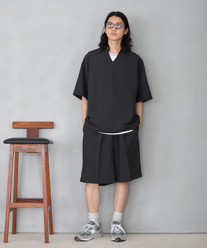 Functional Fabric Pullover Short Sleeve Shirt Set 3-piece Set / Washable / UV Cut / Quick Dry / Cool Touch