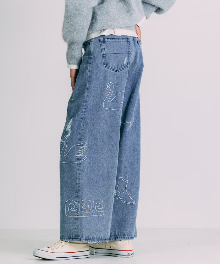 Chain Stitch Wide Denim
