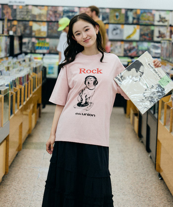 Limited Edition diskunion×FREAK'S STORE Collaboration Shiba Inu Big Silhouette Print Crew Neck T-Shirt