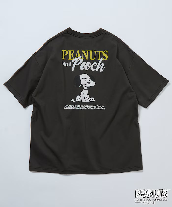 PEANUTS/Peanuts Exclusive Big Silhouette Back Print Crew Neck T-Shirt/POOCH [Limited Edition] - Smoky Black