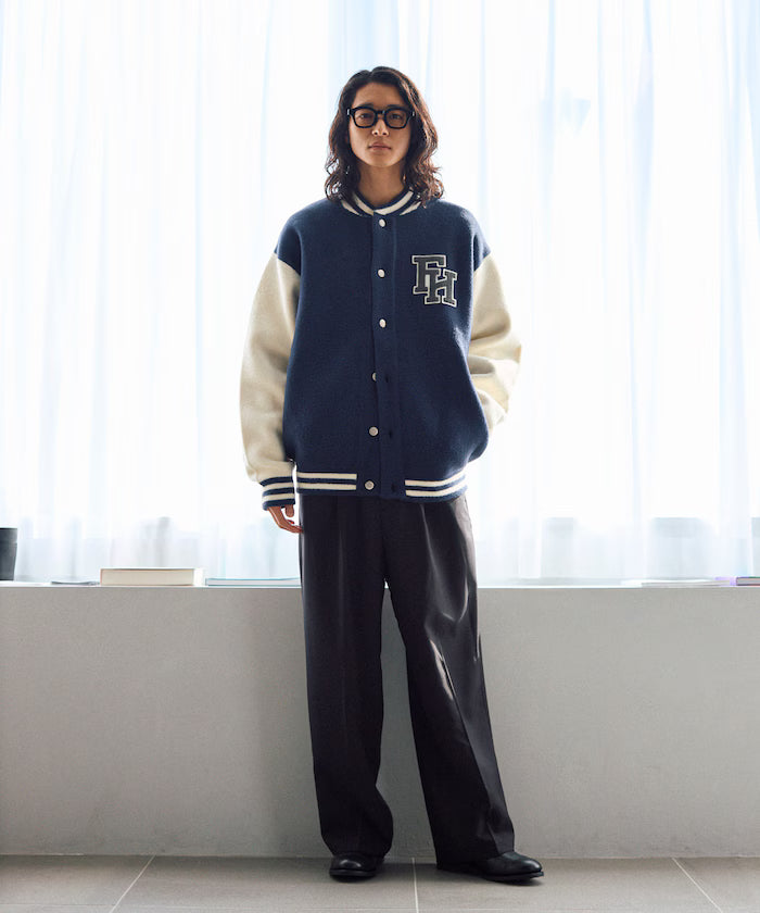 Relaxed Fit Logo Knit Varsity Jacket
