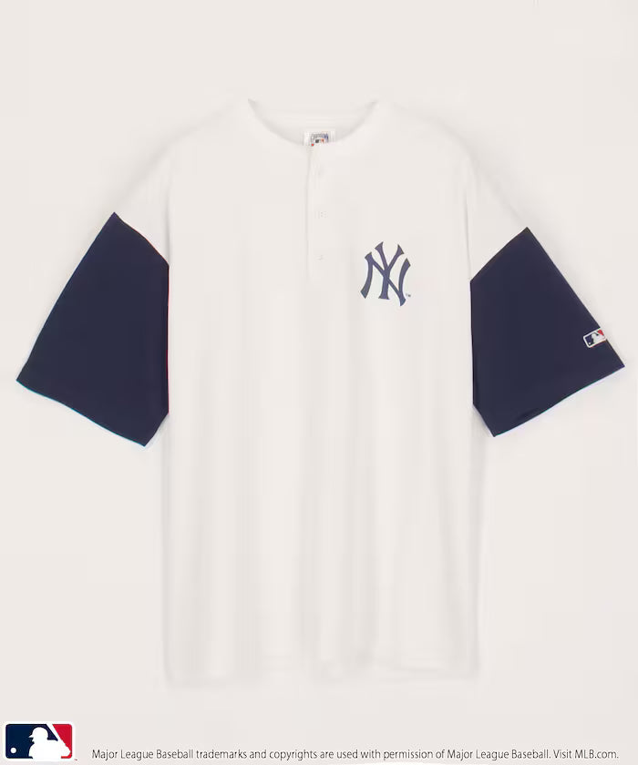 Limited Edition Custom MLB Logo Print Henley Neck Oversized T-Shirt
