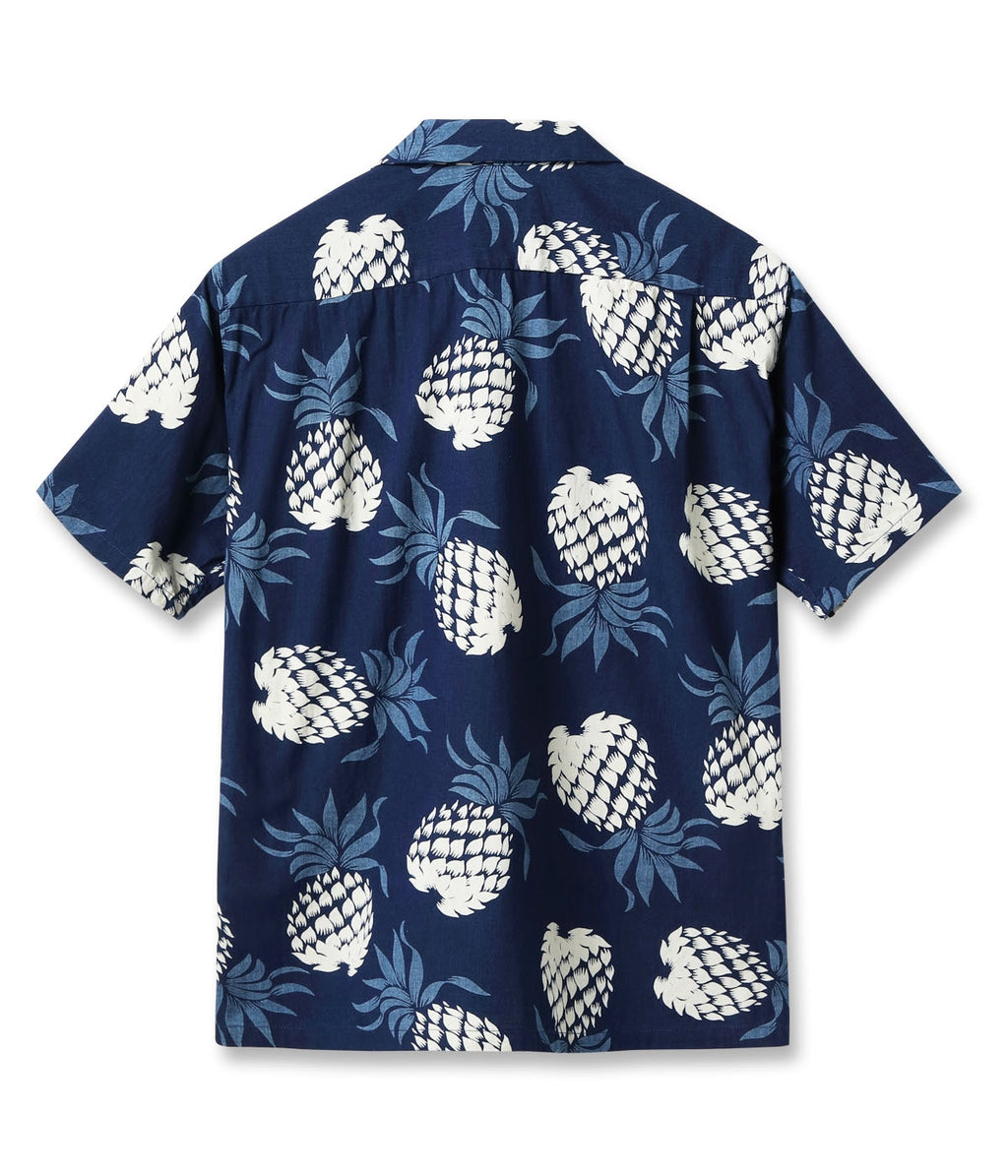 DUKE KAHANAMOKU INDIGO COTTON HAWAIIAN SHIRT “DUKE'S PINEAPPLE”