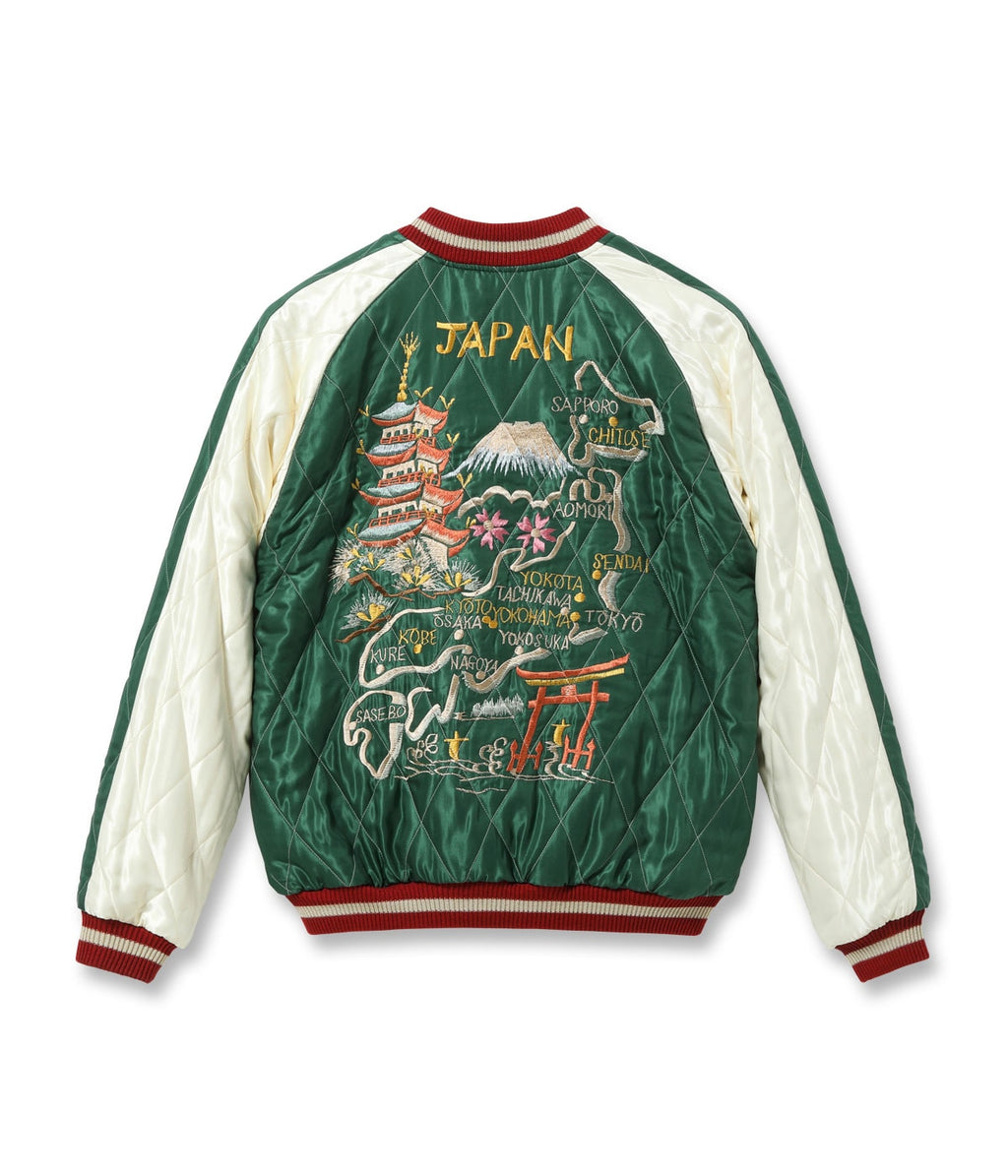 Early 1950s Style Acetate Quilted Souvenir Jacket “JAPAN MAP” × “GOLD DRAGON”