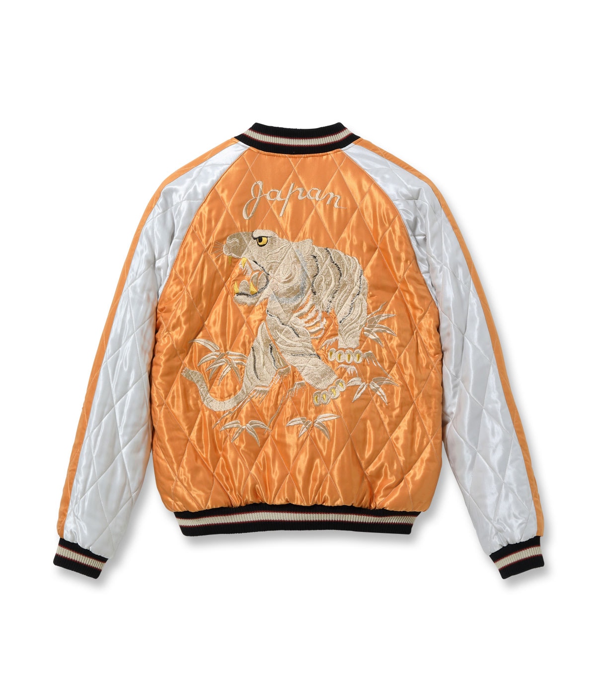 Early 1950s Style Acetate Quilted Souvenir Jacket “WHITE TIGER” × “LANDSCAPE”