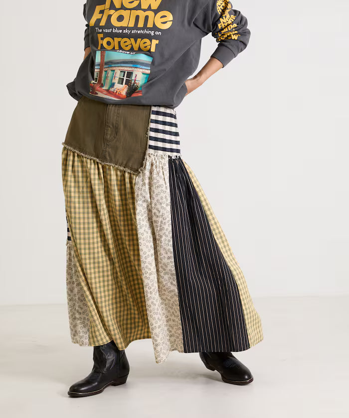 Flower & Check Docking Skirt