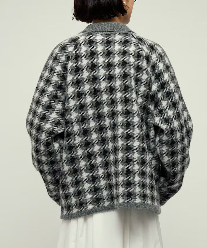 Wool Blend Gancube Check Knit Zip Blouson