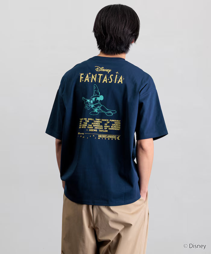 DISNEY/Mickey Mouse 'Fantasia'/Back Print Crew Neck T-Shirt [Limited Edition] - Navy
