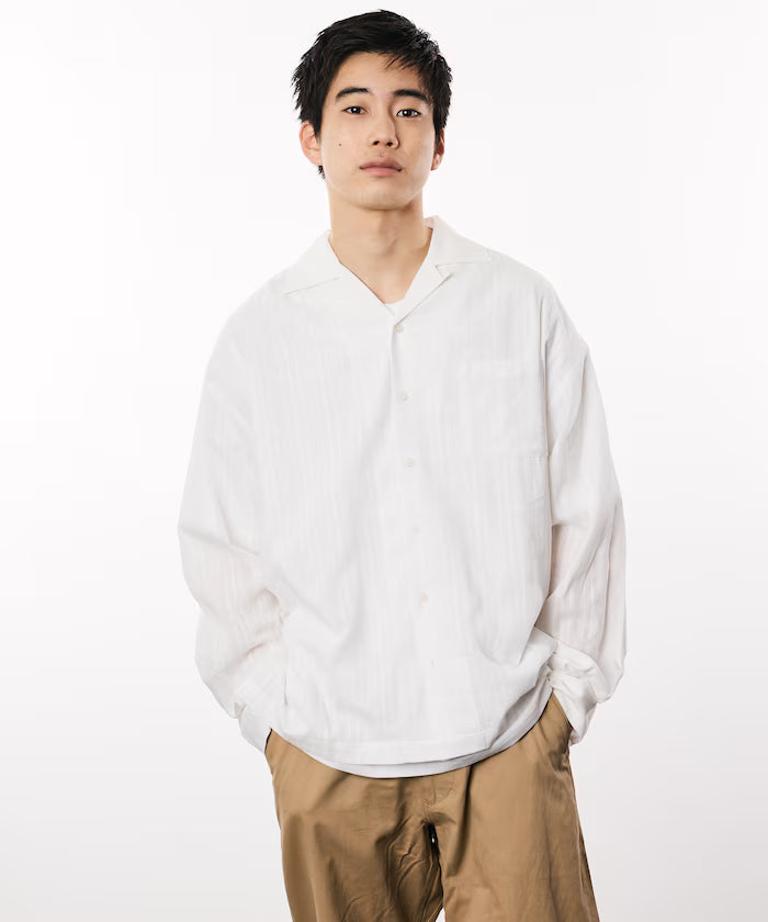 Dobby Woven Long Sleeve Open Collar Shirt / Big Silhouette