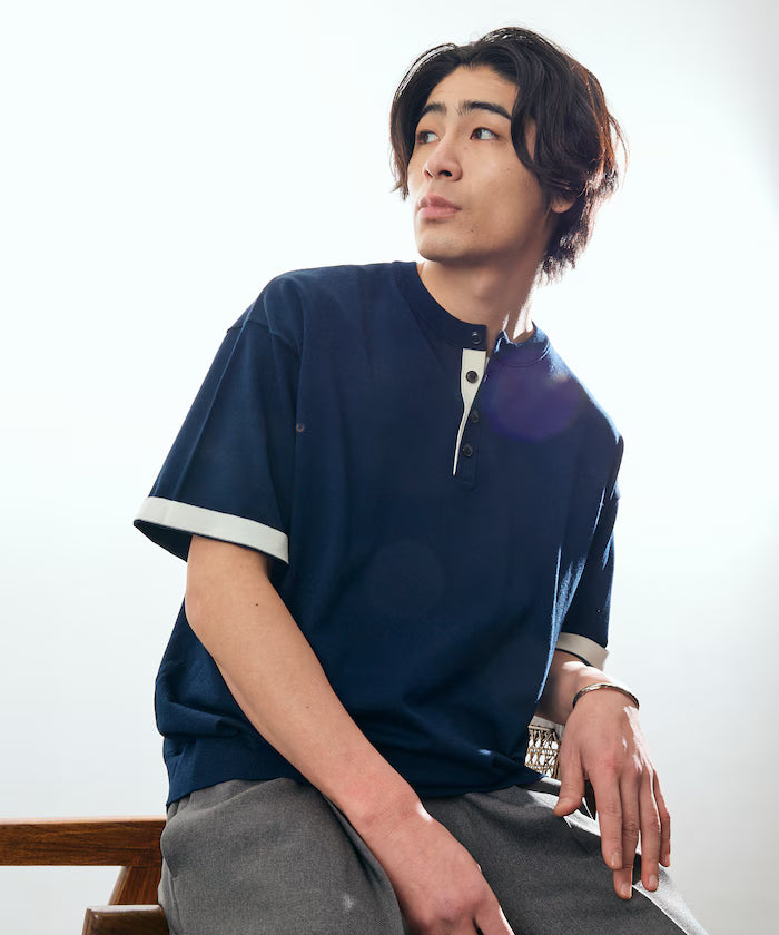 Relax Fit Relax Fit Cool Touch Color Block Henry Neck Pullover 【Limited Edition】