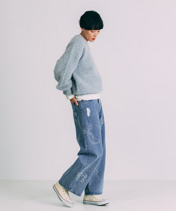 Chain Stitch Wide Denim