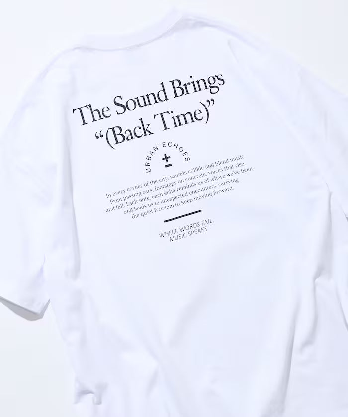 Big Silhouette Back Print Crew Neck T-Shirt / The Sound Brings 【Limited Edition】 - White