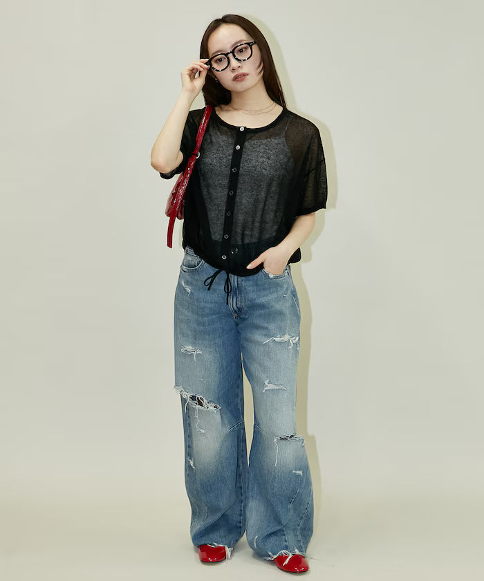 Washable Linen Hem Cord Summer Knit Cardigan Limited Edition