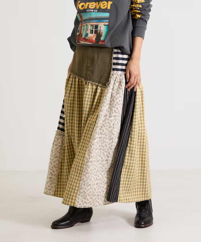 Flower & Check Docking Skirt