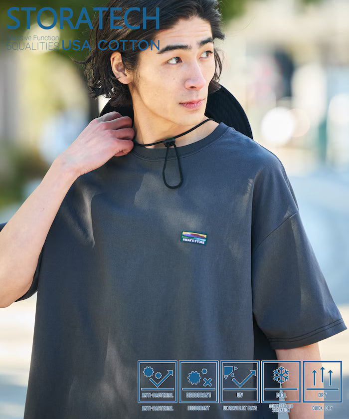 STORATECH/Stratech Big Silhouette One Point Logo T-Shirt/Antibacterial/Odor Resistant/Antimicrobial/UV Cut/Contact Cooling Moisture Wicking 【Limited Release】 - Dark Gray