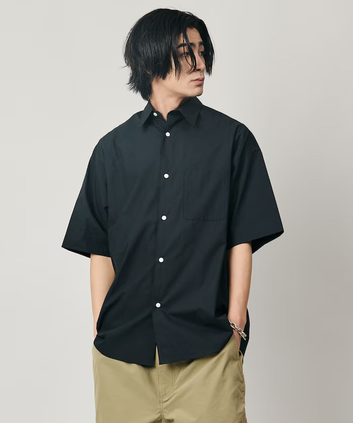 Relax Fit Relaxed Fit Short Sleeve Regular Collar Shirt [Limited Edition] - Black