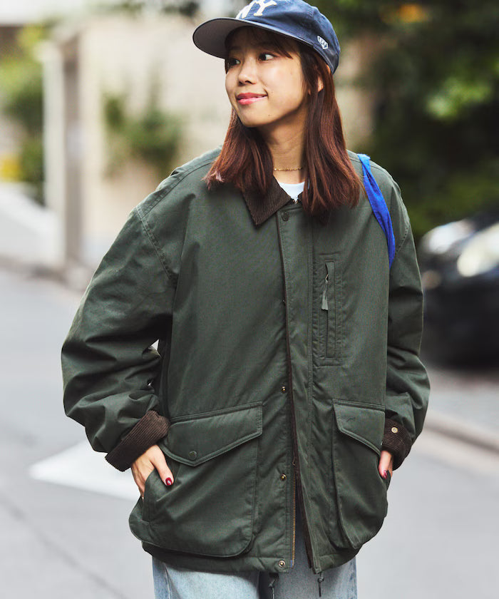 Corduroy panel cotton nylon blouson