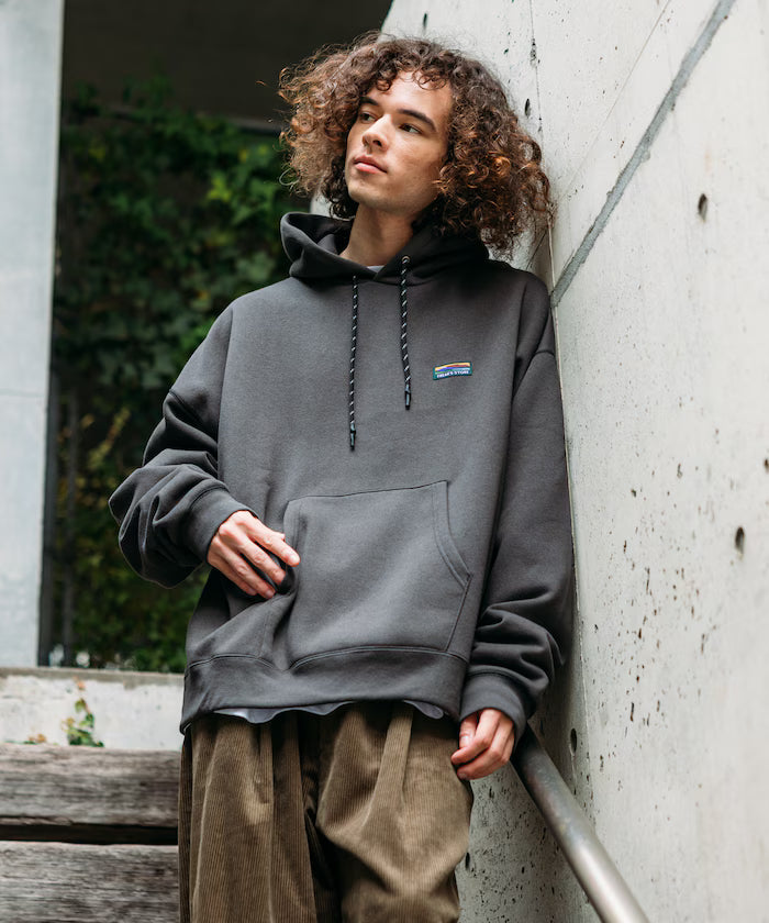 Big silhouette one-point logo pullover hoodie/hem cord/back brushed 【limited edition】