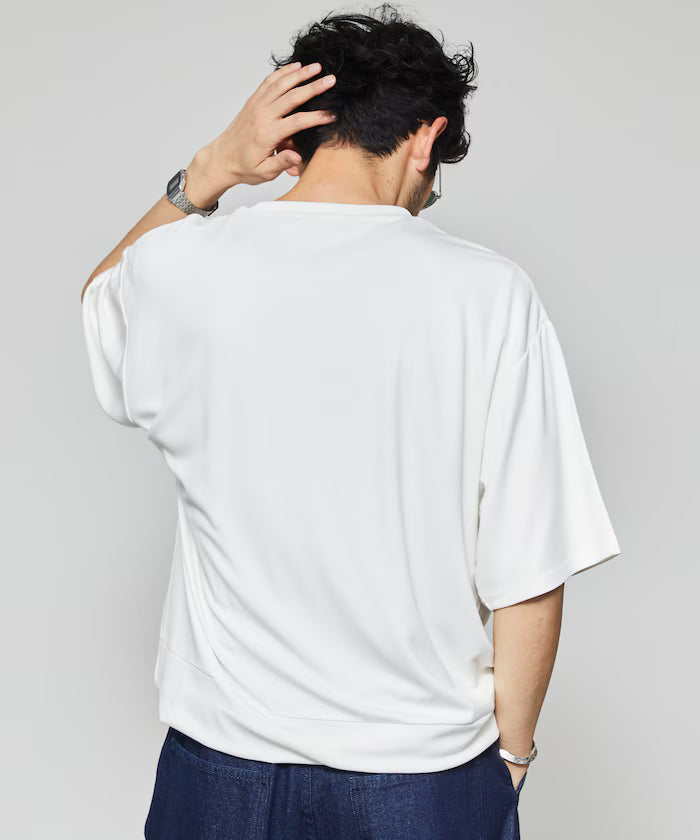 Functional Material Poncho Adjuster T-Shirt / Short Sleeve T-Shirt with Drawcord / Contact Cooling / UV Cut / Quick Dry