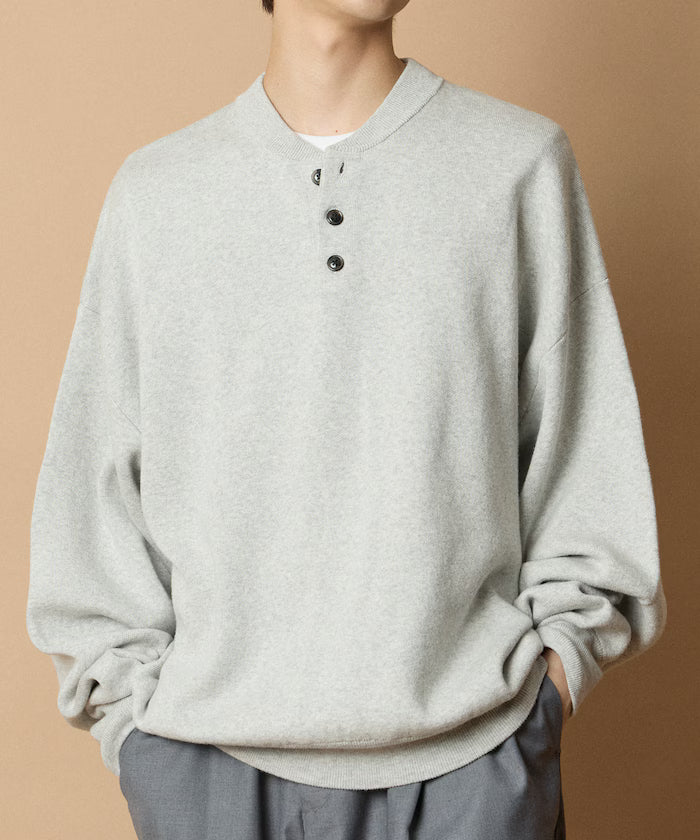 Relax Fit Relax Fit Sweat-like Henry Neck Knit 【Limited Release】