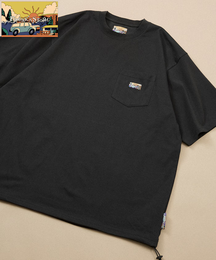 FREAK'S STORE for BEACH & FES Relax Fit One Point Logo Spindle Pocket T-shirt - Charcoal Gray