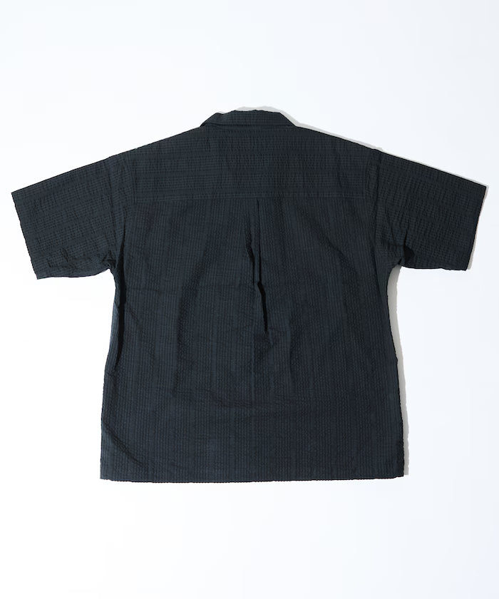 Seersucker Spindle Open Collar Short Sleeve Shirt