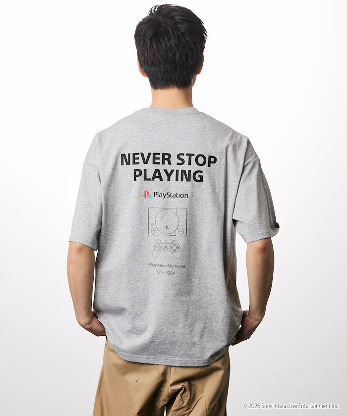 Big Silhouette Logo Back Print Crew Neck T-Shirt/PlayStation NEVER STOP 【Limited Edition】