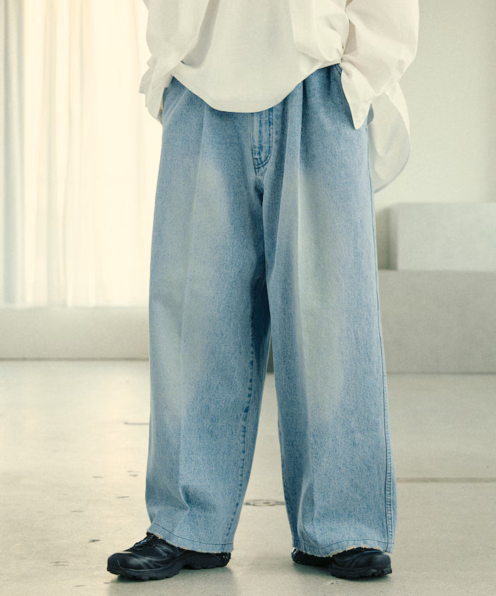 Wide Silhouette Straight Denim - Blue