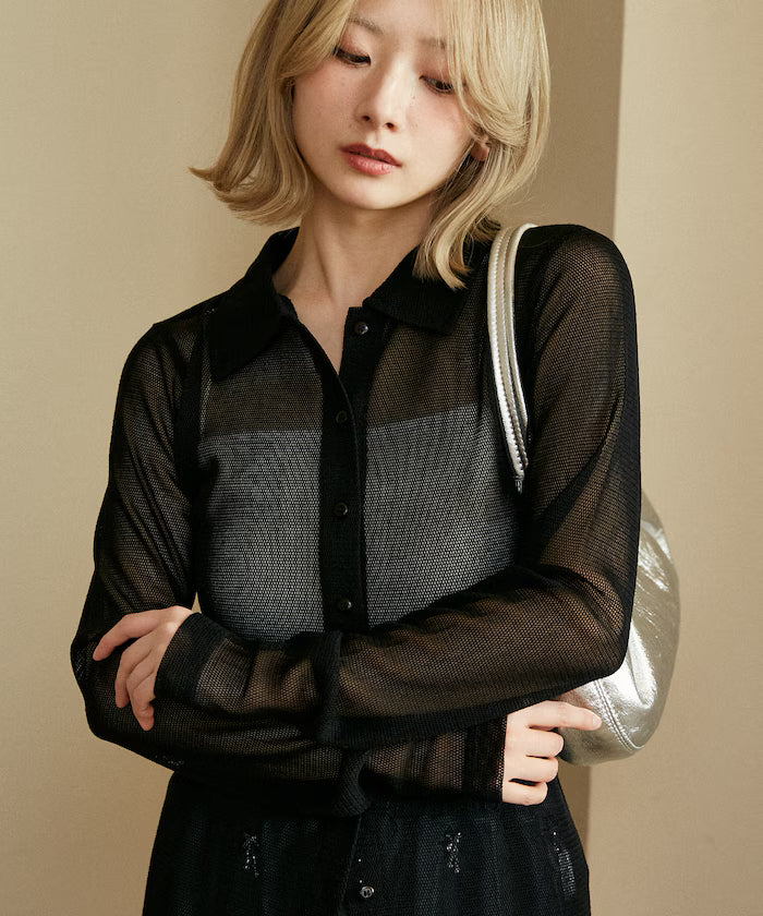 Mesh Shirt Cardigan Limited Edition - Black