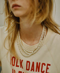 Glass Hand-rolled Pearl Long Necklace 140cm - Off-White