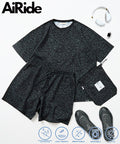 AiRide/Packable Setup/Henley Neck Pullover/Shorts/Packable/Quick-Drying/UVA Cut 【Limited Edition】 - Gray Leopard