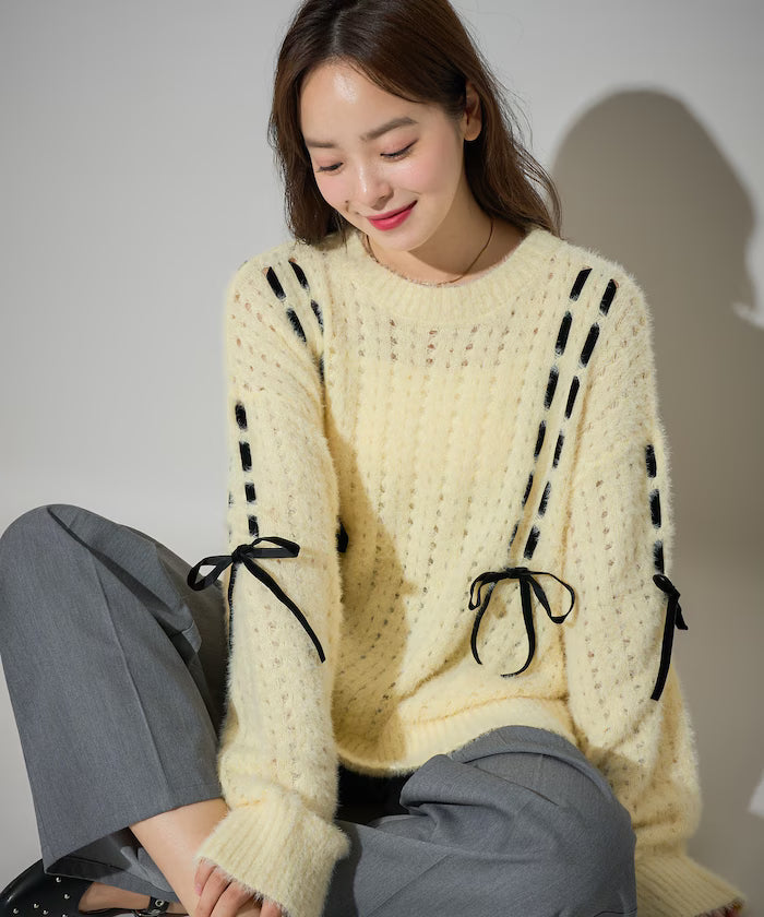 Velvet Ribbon Woven Feather Knit Limited Edition