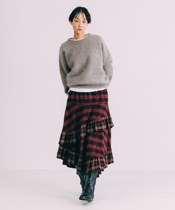 Nell Check Asymmetrical Frill Skirt