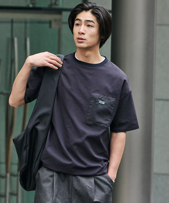 Limited release AiRide Air Ride Relax Fit Mult-material Pocket Seersucker Pullover Top Quick-drying UV Protection