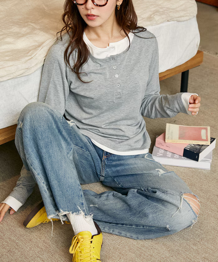 Henry Neck Layered Long Sleeve T Limited Edition