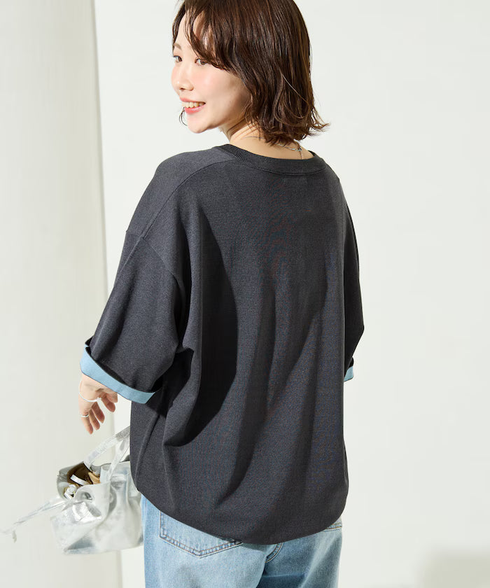 Relax Fit Relax Fit Cool Touch Color Block Henry Neck Pullover 【Limited Edition】