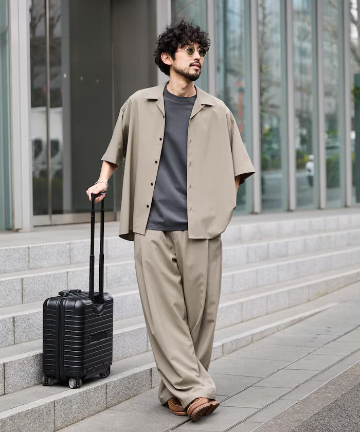 Relaxed Fit Linen Touch Setup/Open Collar Shirt/Wide Slacks [Limited Edition]
