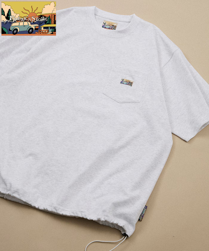 FREAK'S STORE for BEACH & FES Relax Fit One Point Logo Spindle Pocket T-shirt - Light Gray