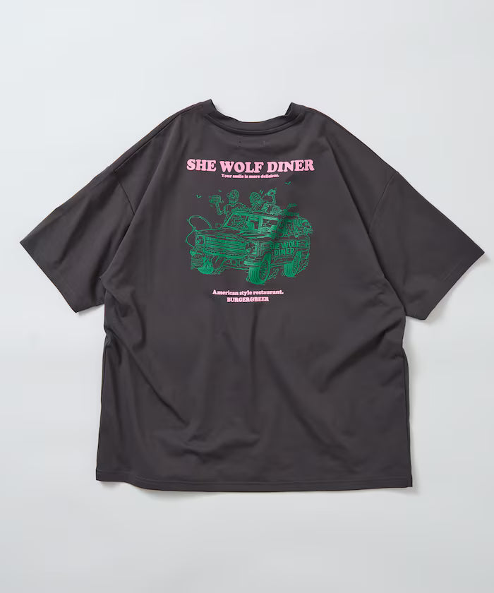 Limited Release SHE WOLF DINER × FREAK'S STORE Shewolf Diner Exclusive Big Silhouette Back Print T-Shirt Antibacterial Odor Resistance Quick Dry