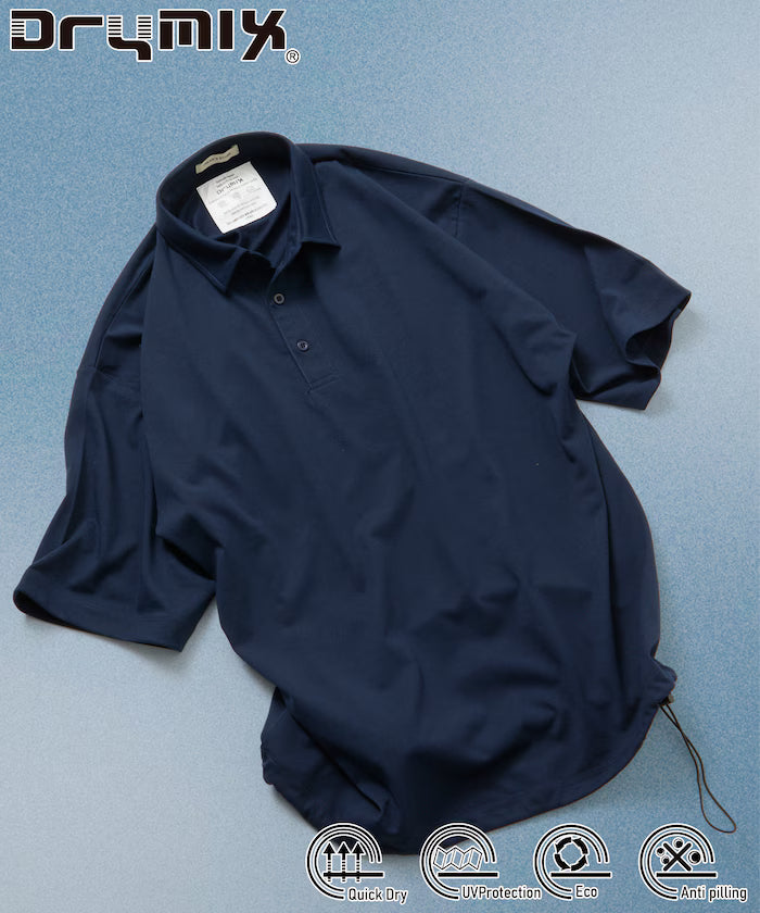 Limited Edition Drymix(R) Dry Mix Relaxed Fit Hem Code Polo Shirt Quick Dry UV Cut - Navy