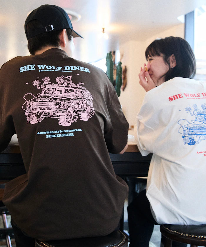 Limited Release SHE WOLF DINER × FREAK'S STORE Shewolf Diner Exclusive Big Silhouette Back Print T-Shirt Antibacterial Odor Resistance Quick Dry