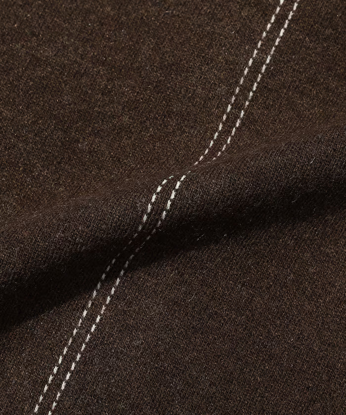 Oversized Wool Blend Knit Coverall / Color Stitch Knit Jacket