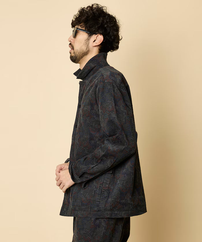 All-over print light corduroy shirt jacket [compatible with set-up]