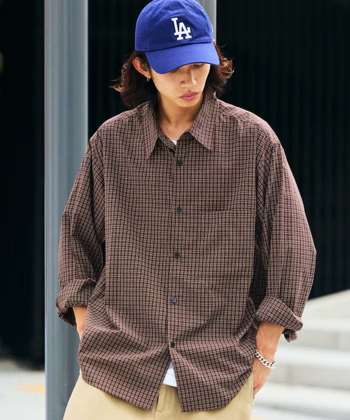 Relax Fit Classic Pattern Regular Collar Shirt / Check Pattern / Stripe Pattern 【Limited Edition】 - Brown