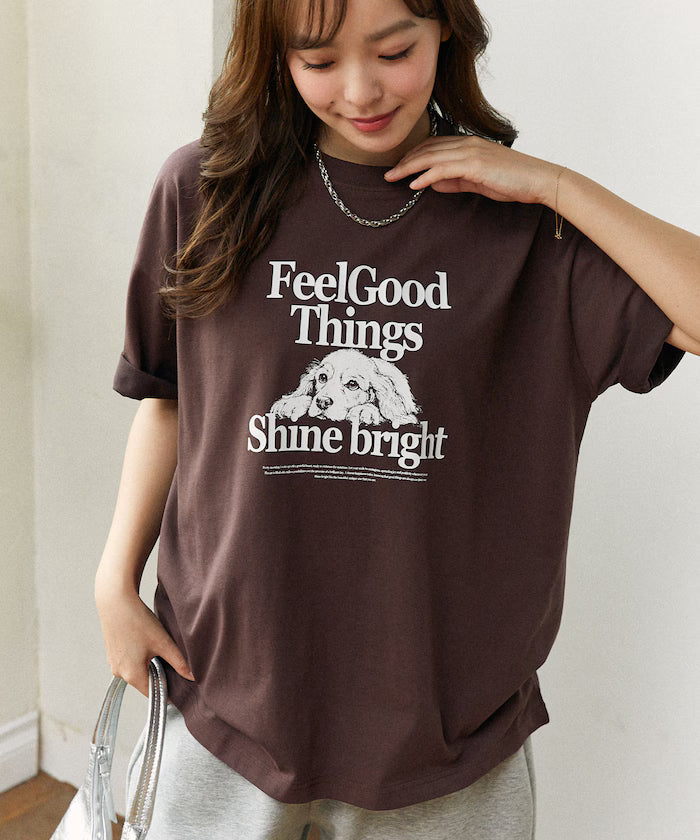 <Functional Material> Shime Bright Dog Print T-shirt Limited Edition