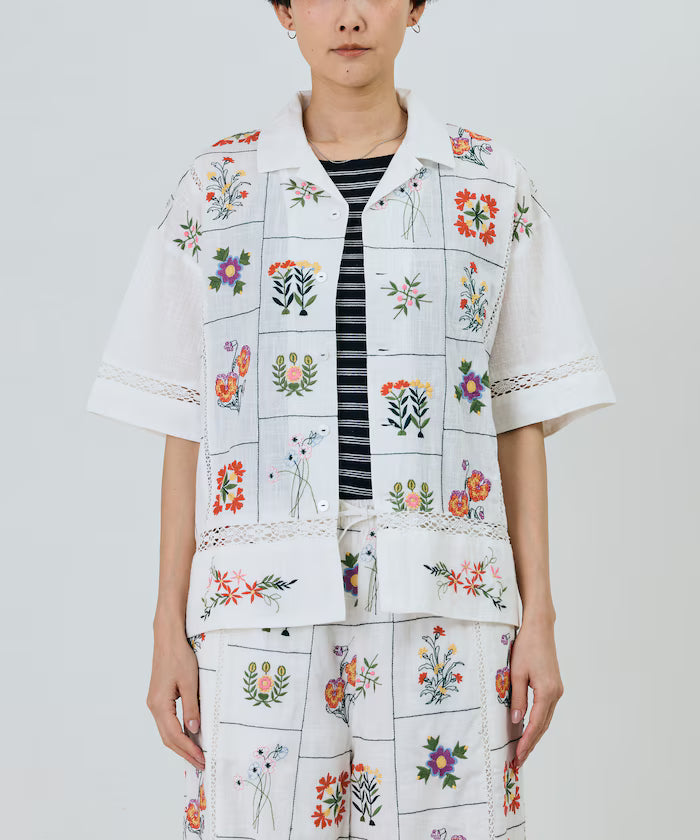Patchwork Flower Embroidery Shirt