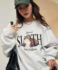 SLOTH Cat Fleece Lined Sweatshirt Limited Edition - Light Gray