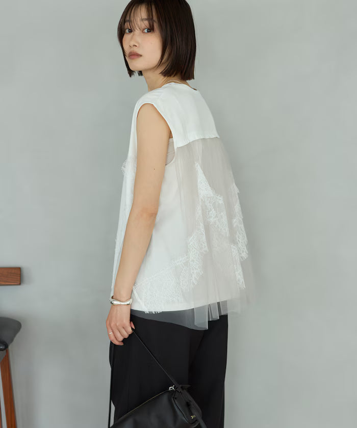Organic Cotton Tulle Lace Docking Top