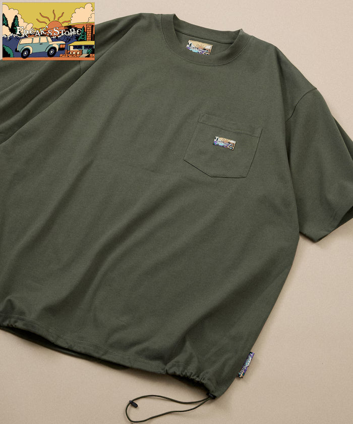 FREAK'S STORE for BEACH & FES Relax Fit One Point Logo Spindle Pocket T-shirt - Olive